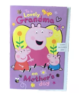 Peppa Pig ~ An eine schöne Oma zum Muttertag Karte ~ Kartengröße: 6x9" ~ Neu - Bild 1 von 3