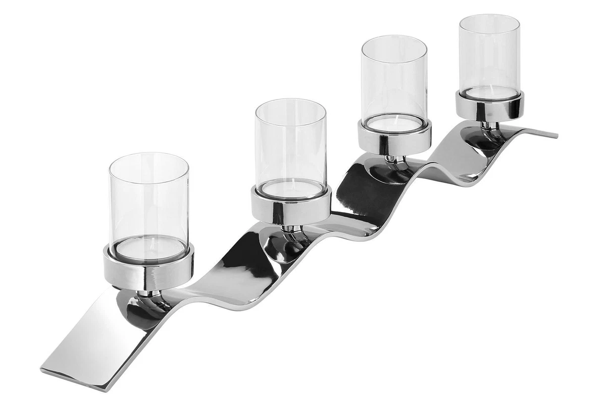 Fink Napa Windlicht Aus Vernickeltem Metall Mit Glas, Höhe 24 Cm – Stilvoller Teelichthalter Für Gemütliches Licht
