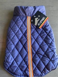 PET APPAREL NAVY NYLON ORANGE ACCENT JACKET/COAT Puppy/Dog MEDIUM - Picture 1 of 2