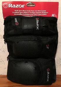 Razor Multi-Sport Elbow, Knee Pads Wrist Guards Set Ages 8+ Black #96777 NEW PKG - Picture 1 of 2