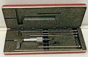 LS Starrett Depth Micrometer Gage #445 w/Leather Case Tool Set 232E