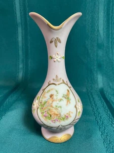 Jarrón rosa Lenwile China Ardalt Japón pintado a mano borde dorado victoriano excelente - Imagen 1 de 23