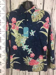 Men’s XL Caribbean Hawaiian LS Shirt 17.5 x 35 Roundtree Yorke Large - Picture 1 of 3