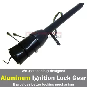 32" Black Stainless Tilt Steering Column Floor Shift NO Ignition Key GM Hot Rod - Bild 1 von 6