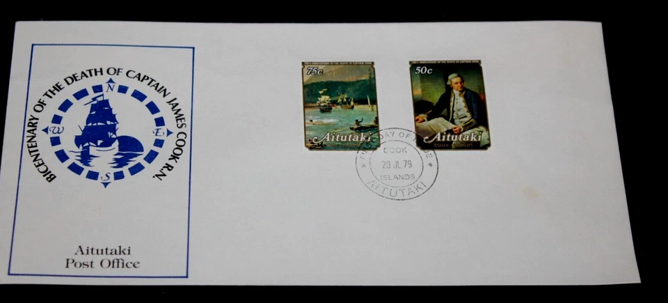 COOK ISLANDS 1979 CAPTAIN COOKS DEATH CENT SET OF 2 ON FIRST DAY COVER, - Image 1 of 1