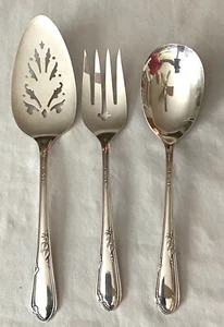 Vintage Wm Rogers Oneida 3 Pc Serving Pieces In Meadowbrook Heather Silver Plate - Picture 1 of 4