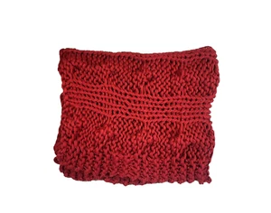 Pottery Barn Colossal Hand Knit Throw Chunky Blanket in Cardinal Red Quilt *FLAW - Picture 1 of 6