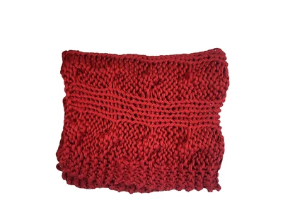 Pottery Barn Colossal Hand Knit Throw Chunky Blanket in Cardinal Red Quilt *FLAW - Image 1 of 4