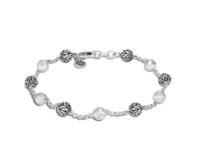 JOHN HARDY CLASSIC CHAIN HAMMERED STERLING SILVER BEADS BRACELET 7.5" POUCH NEW - Image 1 of 4