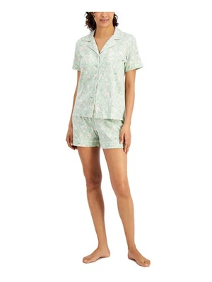 CHARTER CLUB Mujer Verde Manga Corta Abotonada Top Pantalones de Salón Tejido Pijama M Foto 1 de 3