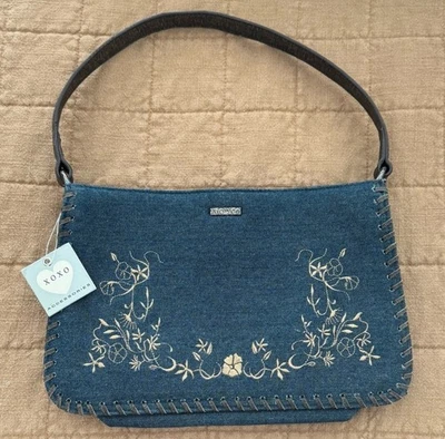 NUEVO CON ETIQUETAS XOXO Cartera Denim con Bolso de Hombro Bordado Floral Foto 1 de 4