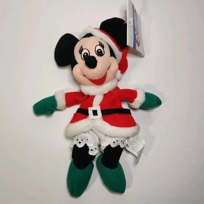 Disney Store Minnie Mouse Christmas Santa Outfit 9" Bean Bag Plush Toy w/ Tag - Image 1 of 4