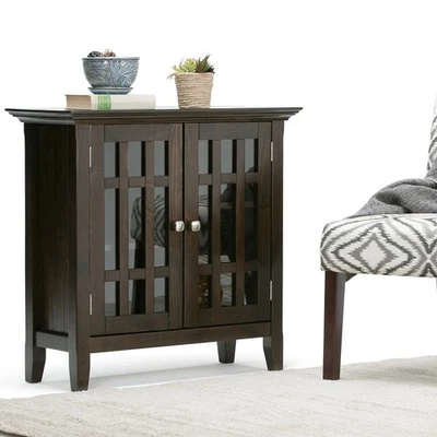 Bedford SOLID WOOD 32 inch Wide Transitional Low Storage Media Cabinet in Dar... - Image 1 of 4