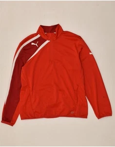 PUMA Mens Graphic Zip Neck Pullover Tracksuit Top Large Red Colourblock BC29 - Picture 1 of 4