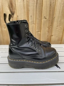 Dr Martens Black Leather Platform Boots Jadon Size 4 Zip Up - Picture 1 of 21