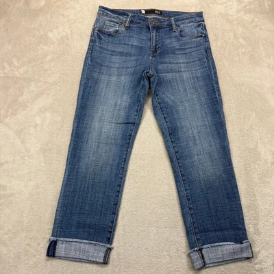KUT From The Kloth Jeans Women's 6 Amy Crop Straight Leg Cuffed Raw Hem Denim - Image 1 of 4