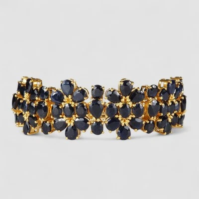 Spectacular Royal Blue Sapphire Bracelet 925 Sterling Silver Finish Fine Jewelry - Image 1 of 4