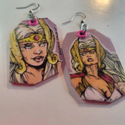 She-Ra - Pendientes Princesa del Poder pintados a mano años 80 Foto 1 de 4