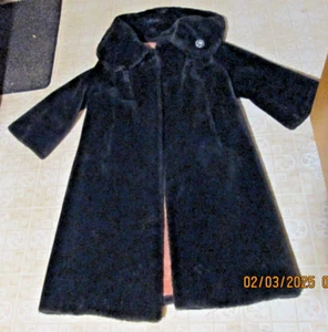 BEAUTIFUL VINTAGE 50'S PRINCETON'S O'LLEGRO SIXTY BLACK FAUX FUR COAT COLLARED - Picture 1 of 6