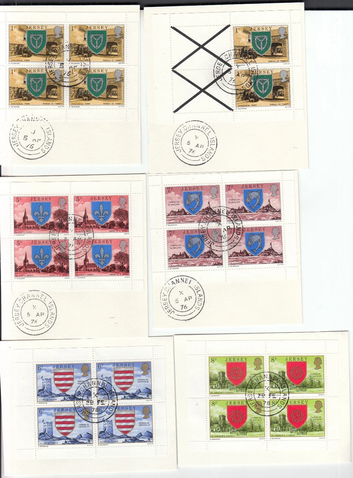 Booklet Panes x6 1p to 6p 1976 / 1978 GB Jersey Used ON PIECE (142451) - Image 1 of 1