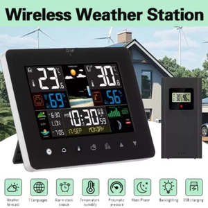 Wireless Weather Station Clock Indoor&Outdoor Digital Thermometer Temperature - Picture 1 of 12