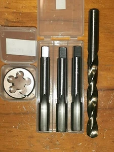 Grifo manual roscado RH HSS 3x HSS botón de troquel dividido + juego de taladros UNC UNF SAE HS - Imagen 1 de 7