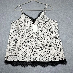 A New Day Cami Tank Slip Top XL Ivory Black Speckled Spaghetti Strap Lace NWT - Picture 1 of 11