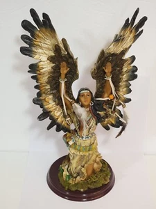 Wild West Native American Eagle Warrior Woman Feathered Princess Sculpture - Picture 1 of 17
