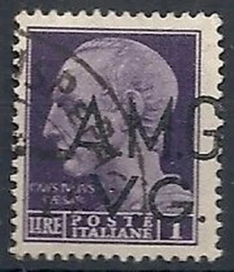 1945-47 TRIESTE AMG VG USATO 1 LIRA VARIETà SOPRASTAMPA SPOSTATA - RR10721 - Imagen 1 de 1