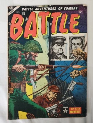 BATTLE # 36 ATLAS COMICS JANUARY 1956 SILVER AGE WAR COMIC GD/VG 3.0 CONDITION - Image 1 of 4
