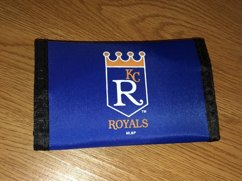 NEW Kansas City Royals MLB Blue Logo TriFold Wallet with Picture Sleeves Cover