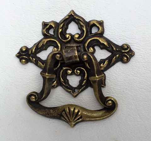 BRASS Bell Victorian Antique Hardware Drop Ring Bail Drawer Pull Cabinet Handle Cover