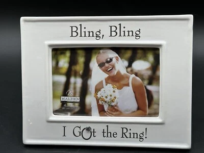 Malden “Bling Bling I Got The Ring” Picture Frame- Engagement Gift 4x6 - Image 1 of 4