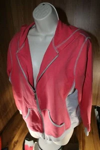 Oleg Cassini Sport Pink Grey full zip hoodie M 100% Cotton makes this unique EUC - Picture 1 of 9