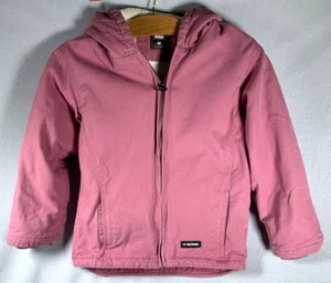 Berne Sherpa Lined Softstone Duck Canvas Jacket Youth Girls M Pink Hooded Coat - Picture 1 of 6