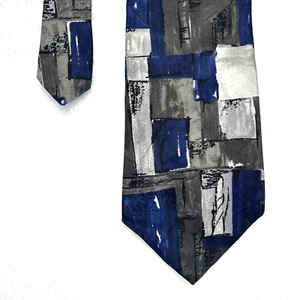 Daniel Hechter Blue Gray Design Men’s Necktie 4”x 57” All Silk Made In USA - Picture 1 of 11