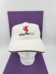 Gorra de béisbol de los Juegos Olímpicos de Beijing 2008 blanca negra con ajuste con correa - Imagen 1 de 7