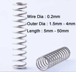 Wire Dia 0.2mm Compression Expanding Springs OD=1.5/2/2.5/3/4mm Stainless Steel - Picture 1 of 7