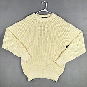 Vintage High Trek Sweater Mens XL Ivory Chunky Knit Lord Jeff Orlon Acrylic Wool