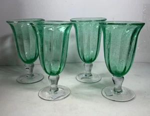 Set of 4 Artland Savannah Green Bubble Glass Goblets 14 oz. 8.5 in. - Picture 1 of 8
