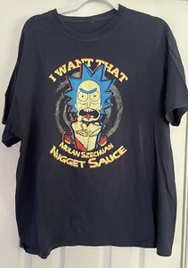 Rick & Morty Mens XL Navy Blue Szechuan Sauce Shirt - Picture 1 of 1