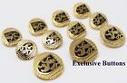 Gold Metal Blazer Buttons Set - Herringbone Rampant Lion 