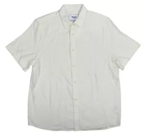 Wax London Textured Short Sleeve Button Down Men's Drum Shirt XL NWT Ecru - Picture 1 of 2