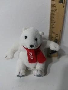 VTG 2002 Holiday Coca-Cola Polar Bear McDonalds Plush Bean Bag Preowned 4in. - Picture 1 of 2