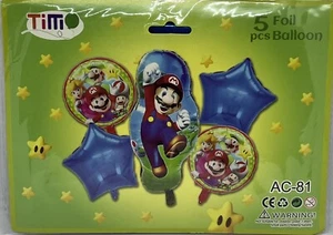 5 Pcs. Happy Birthday Mario Bros Balloons / 5 globos de Mario - Picture 1 of 1