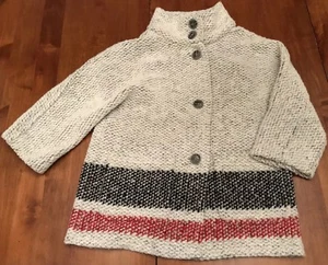 NWT Gap Kids Girls Wool Blend Gray Red Black Sweater Coat Size 8 - Picture 1 of 5