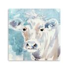HomeRoots 398925 40 x 40 in. Watercolor Soft Pastel Cow Blue Canvas Wall Art