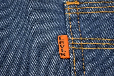 Vintage Levis Jeans 34 x 31  70s Orange Tab Action Slacks Blue Soft Thin Denim - Image 1 of 4
