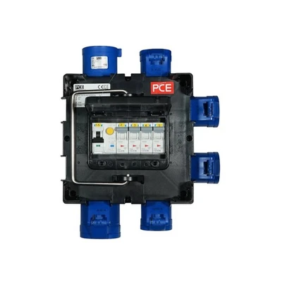 32Amp 3Pin Plug/Socket to 4 x 16 Amp Sockets 230V | PCE Distribution Cube - Image 1 of 4
