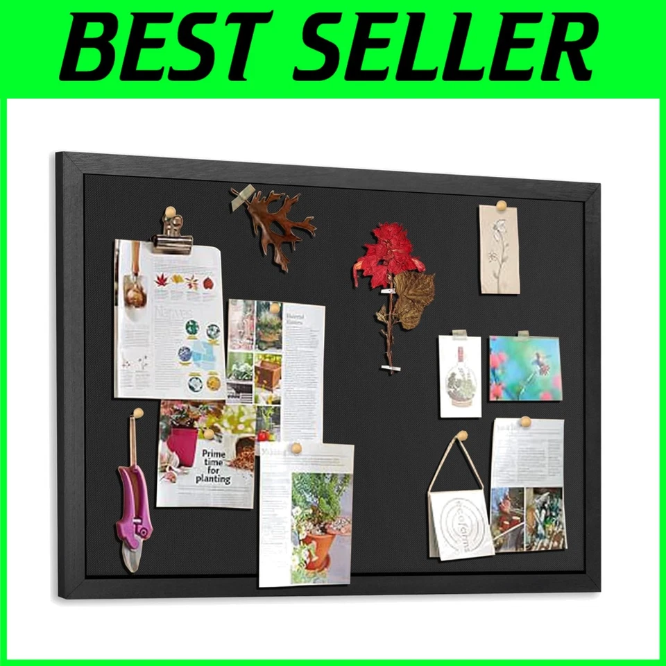 Large Bulletin Board, 23 "x18 Black Cork Boards fo - Image 1 of 4